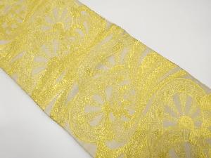 アンティーク　荒波に片輪車模様織り出し全通袋帯（材料）